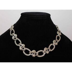 .925 Silver Link Jeweled‎ Necklace 67.95g